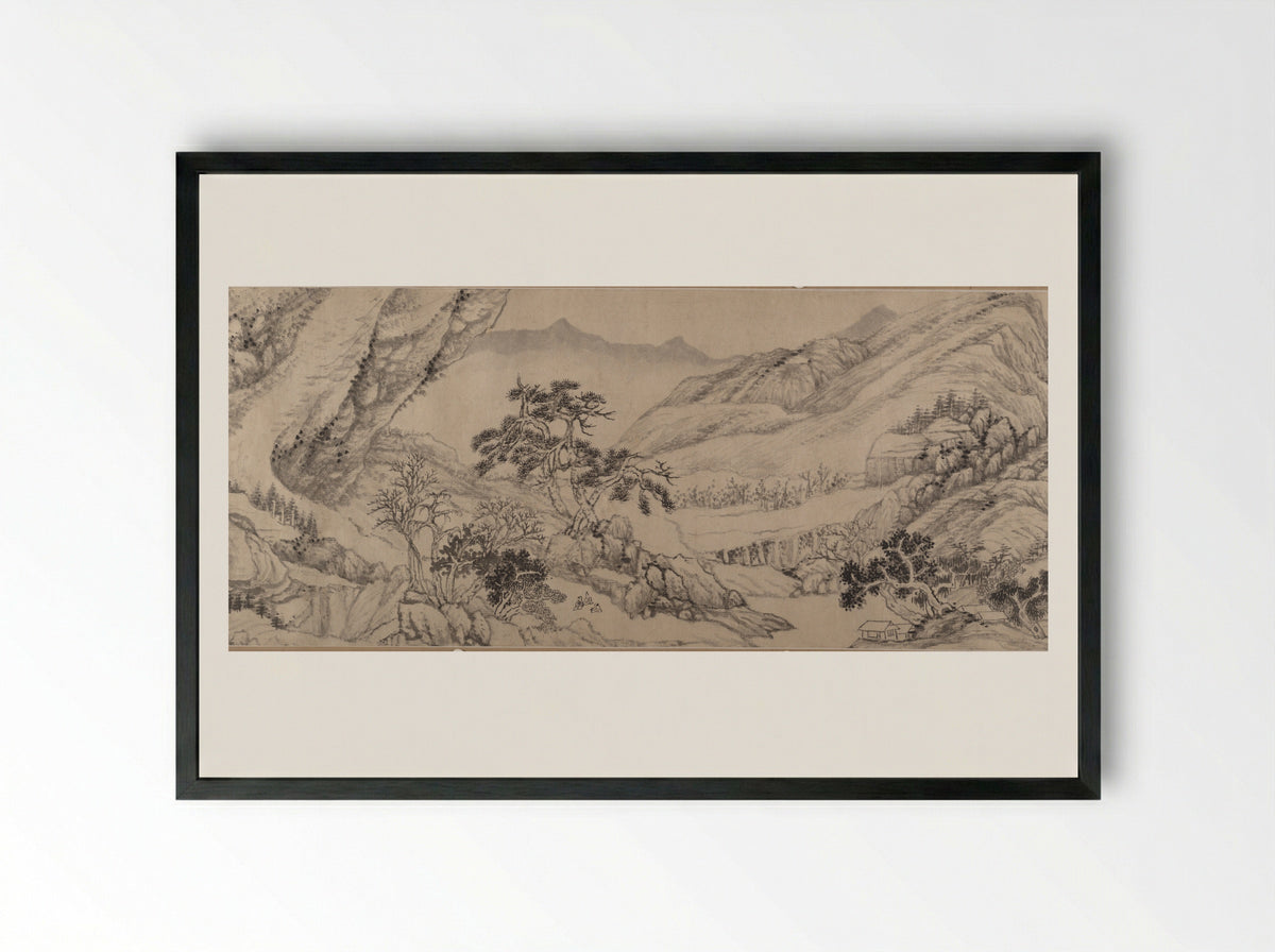 Untitled (Mountainous River Scene) - Liu Yu - Framed Print Black