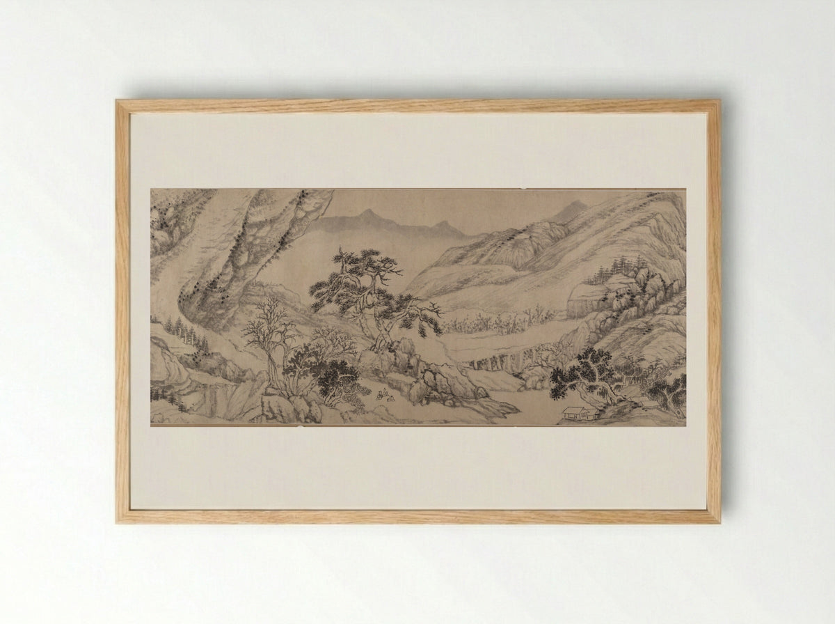Untitled (Mountainous River Scene) - Liu Yu - Framed Print Wood