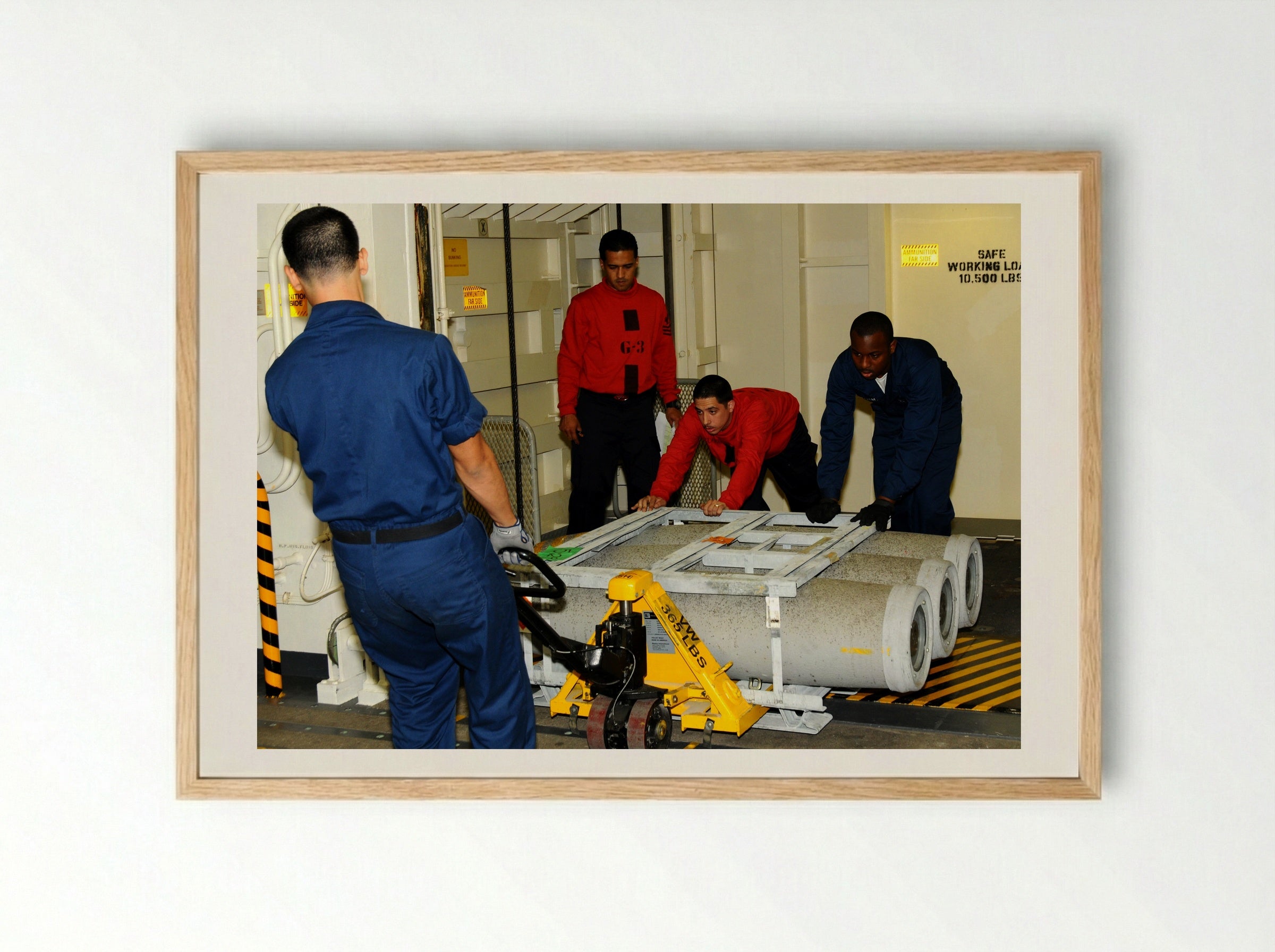 Untitled (Naval Personnel Moving Ordnance) - Fine Art Print - Framed Print Wood