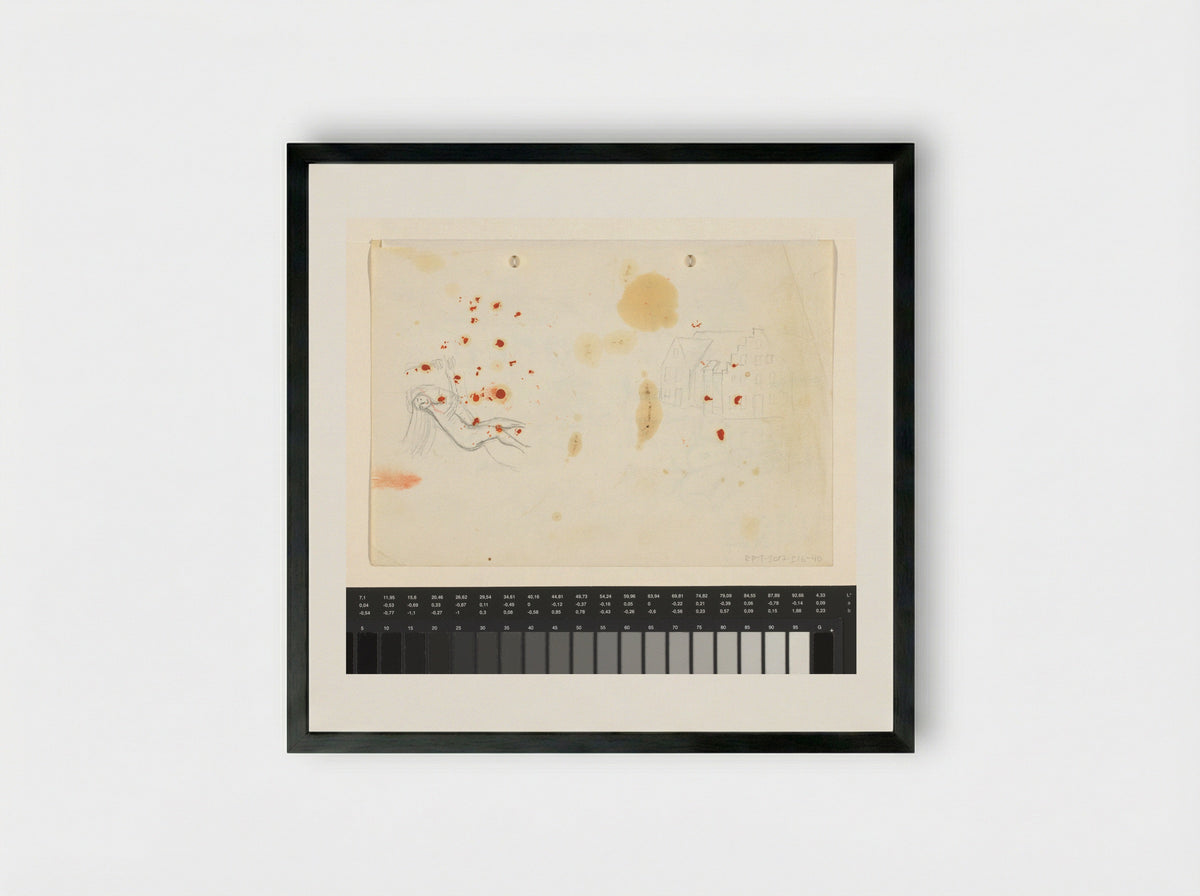 Untitled (Nude Figure and Building Facade) - Willem Westbroek - Framed Print Black
