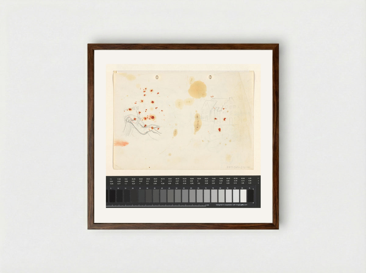Untitled (Nude Figure and Building Facade) - Willem Westbroek - Framed Print Dark Wood