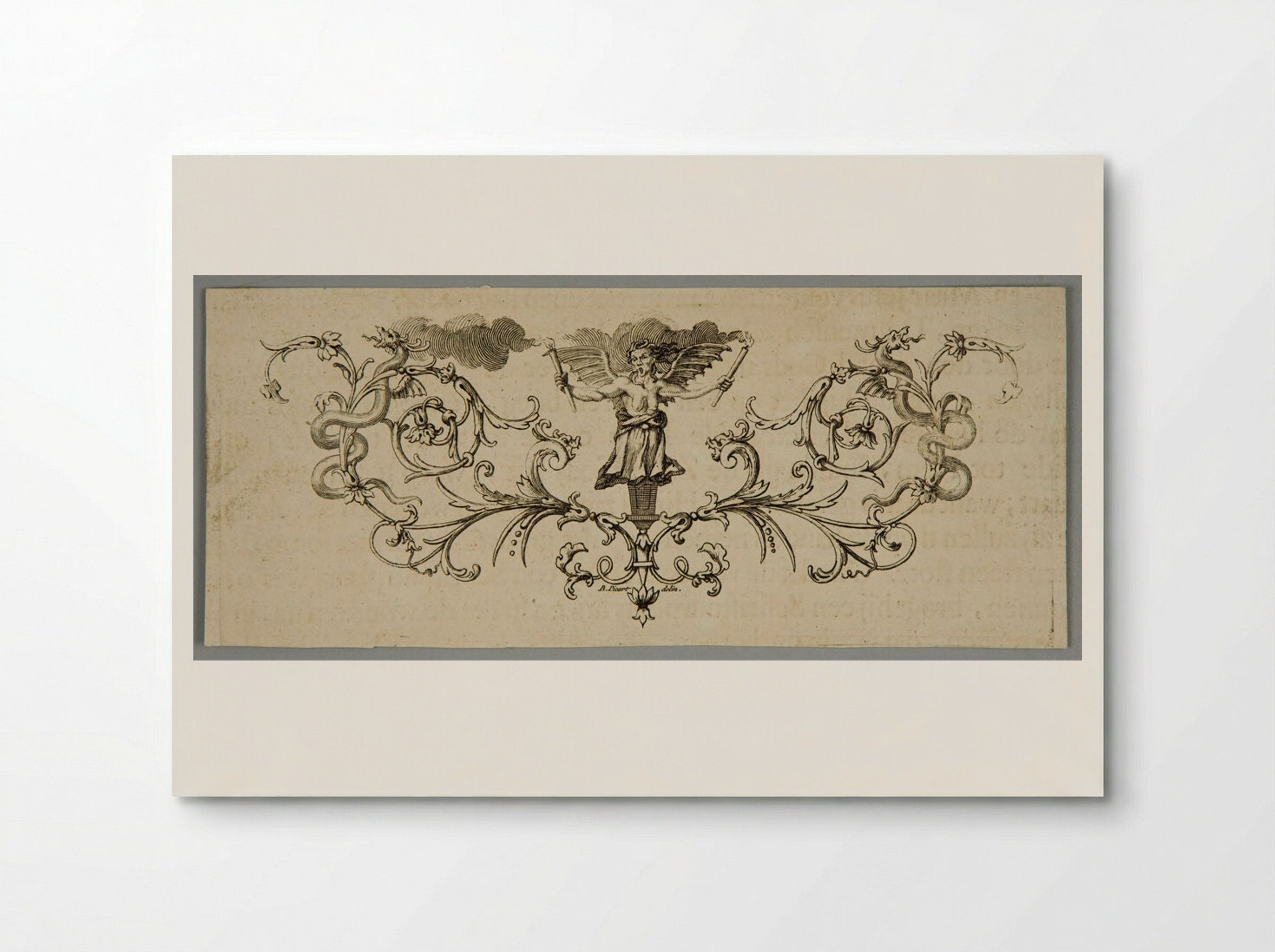 Untitled (Ornamental Headpiece with Winged Figure) - Bernard Picart - Poster