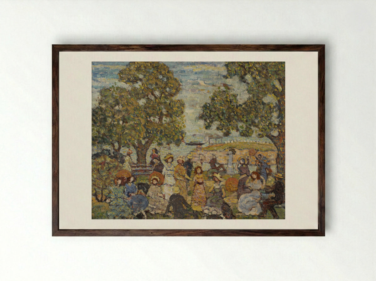 Untitled (Park Scene with Figures) - Maurice Brazil Prendergast - Framed Print Dark Wood