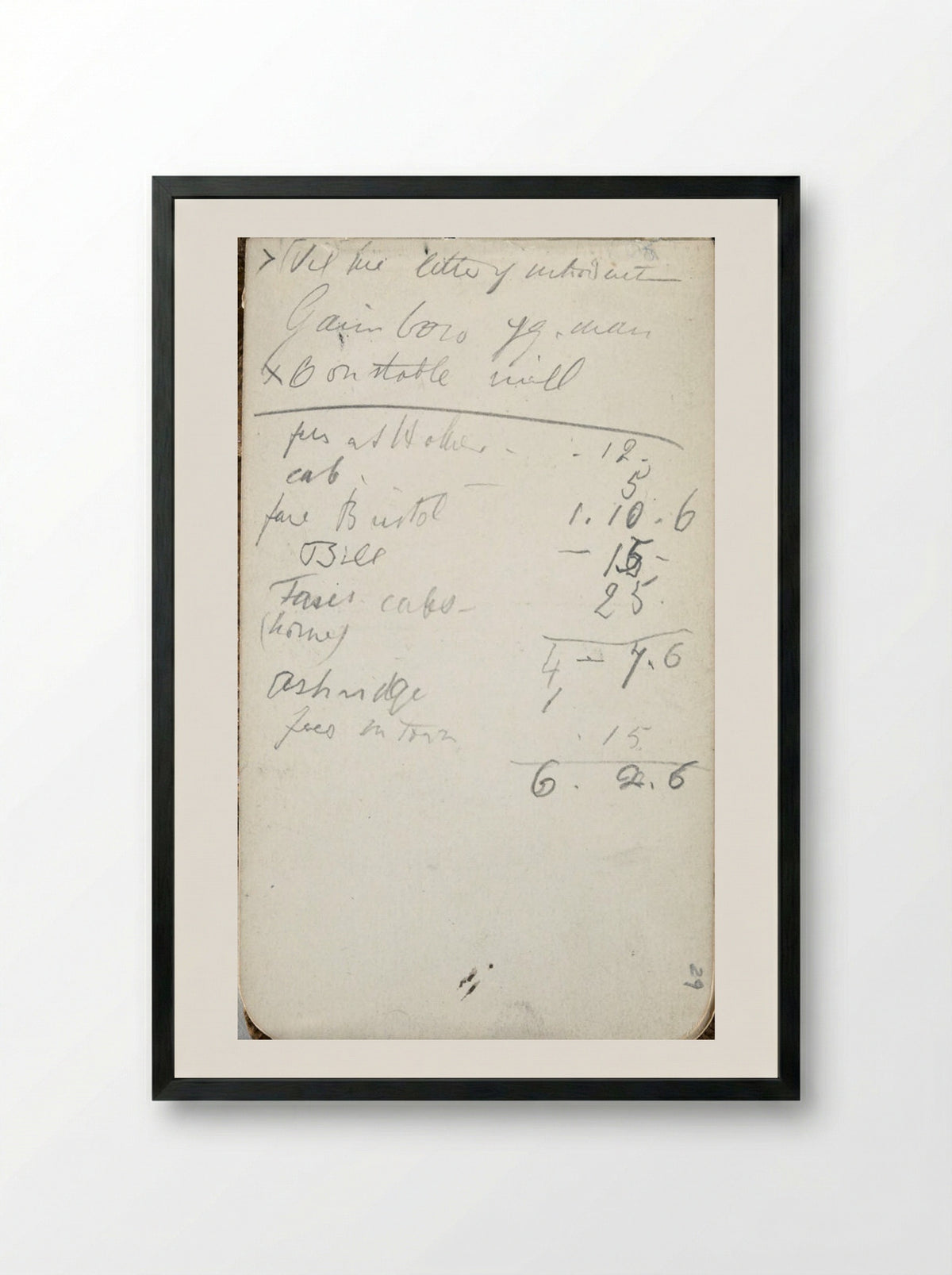 Untitled (Personal Ledger and Notes) - Frederic Leighton - Framed Print Black