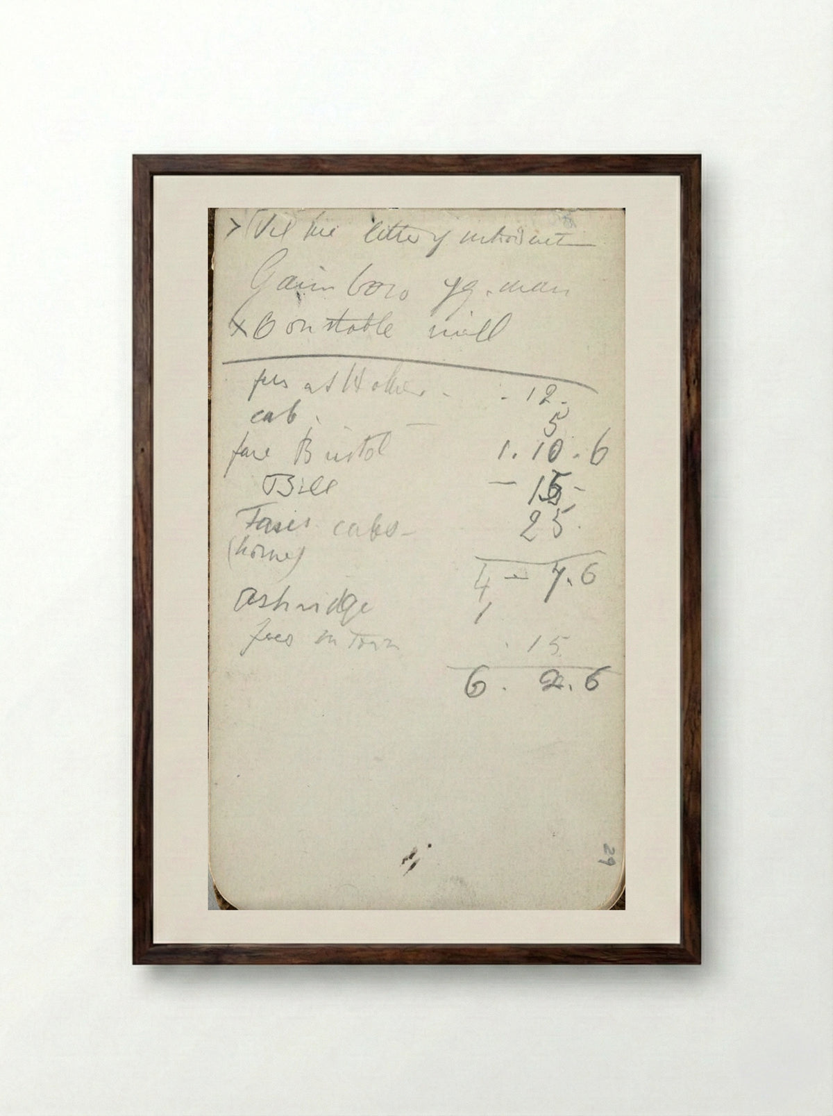 Untitled (Personal Ledger and Notes) - Frederic Leighton - Framed Print Dark Wood