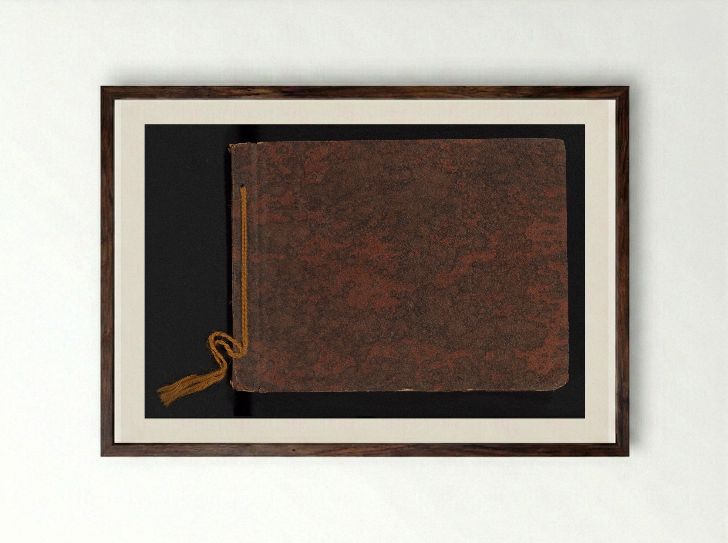 Untitled (Photo Album Cover with Marbled Texture) - Solis Prints - Framed Print Dark Wood