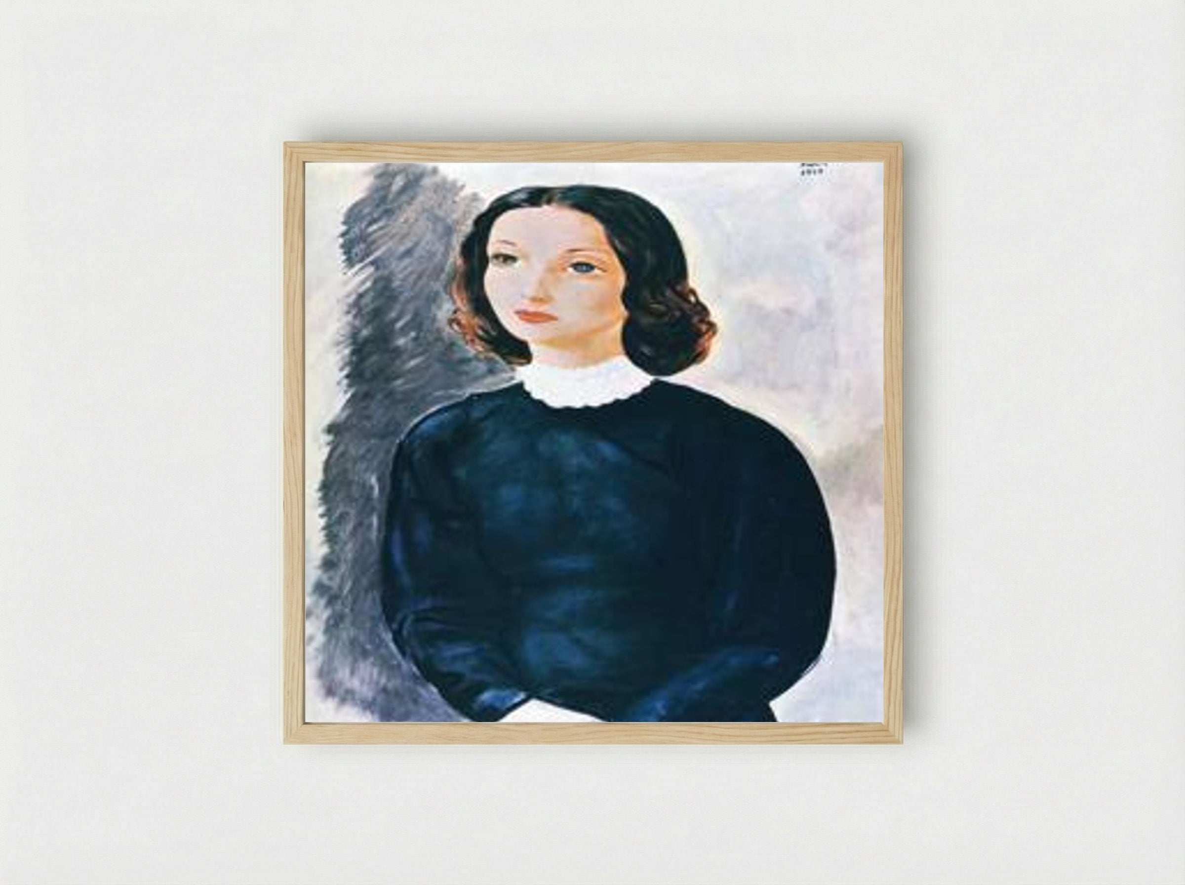 Untitled (Portrait of a Young Woman) - Moïse Kisling - Framed Print Wood