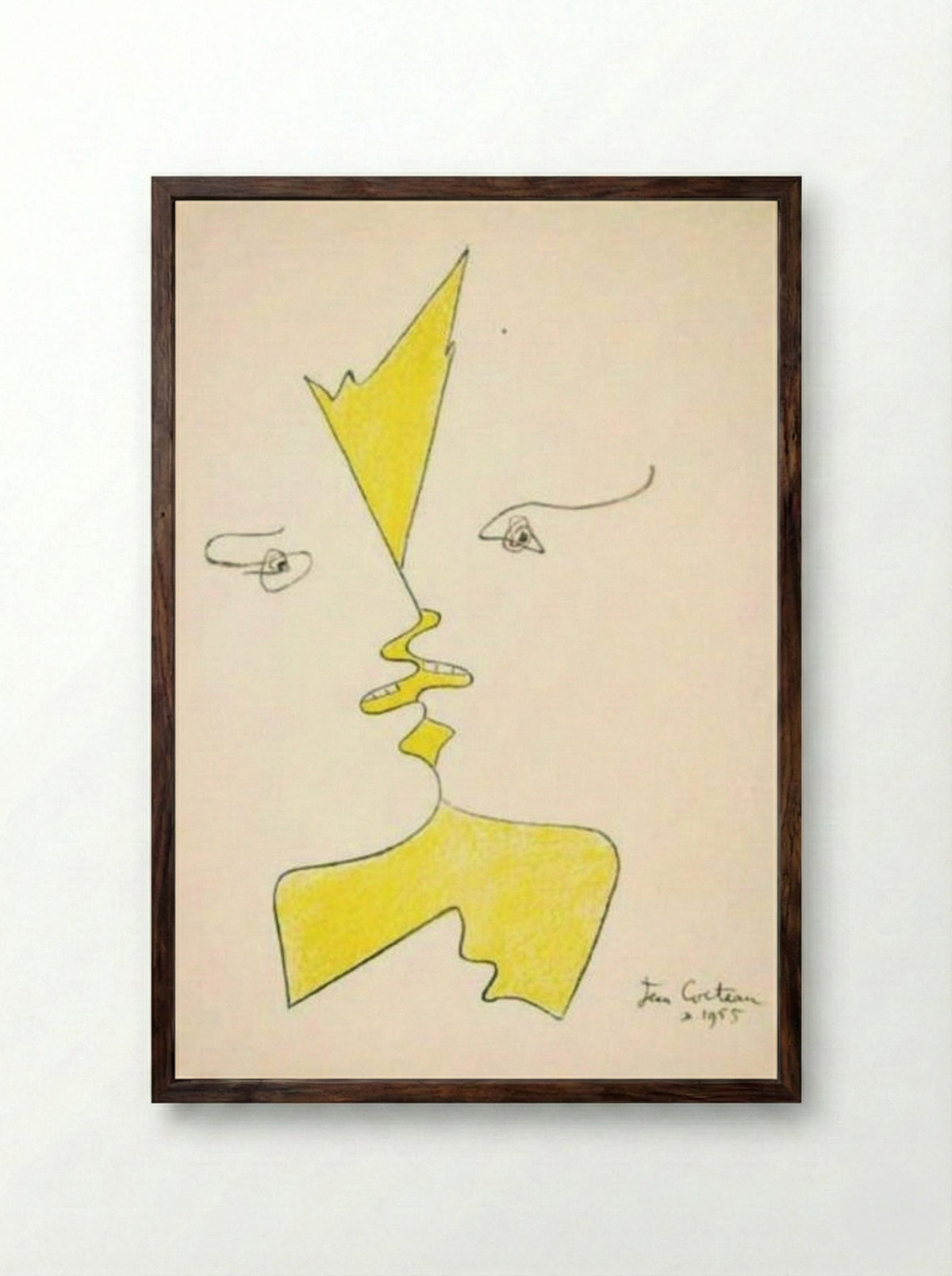 Untitled (Profile Faces) - Jean Cocteau - Framed Print Dark Wood