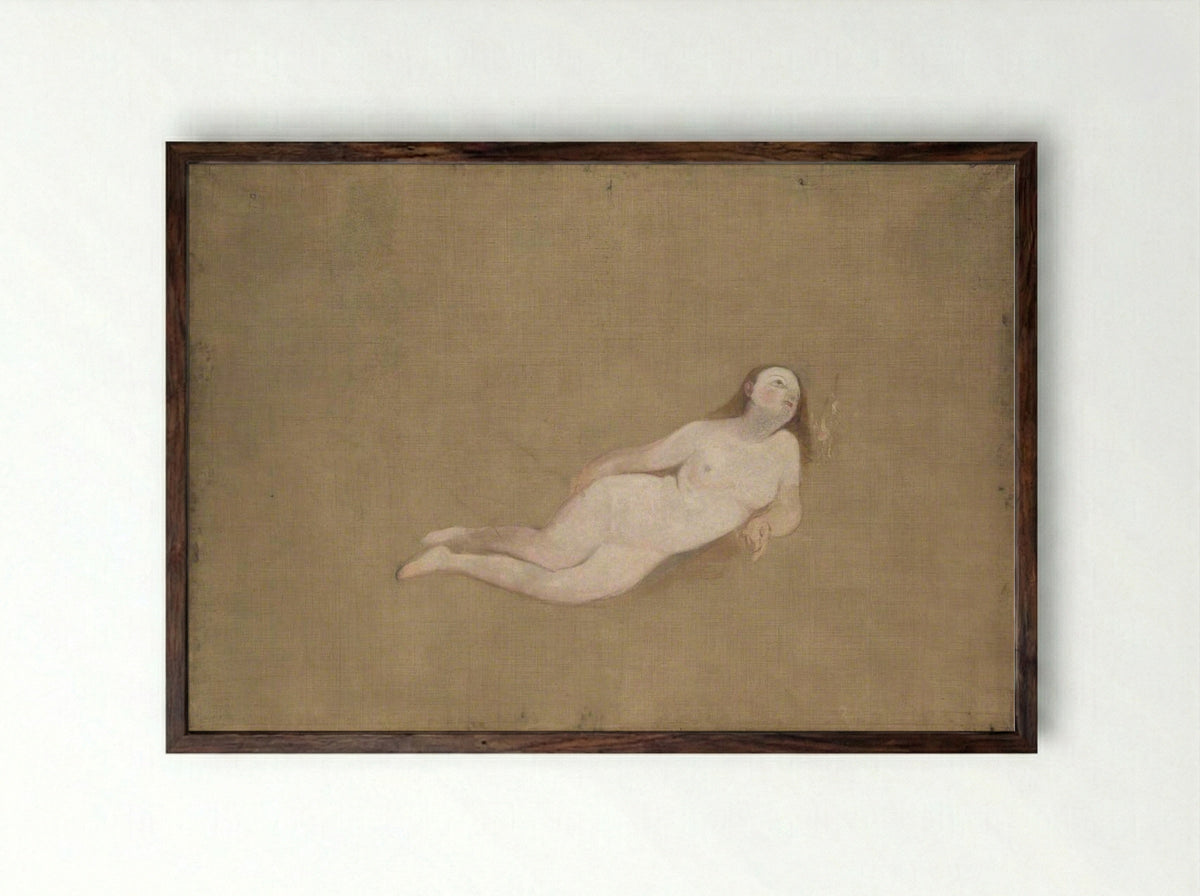 Untitled (Recumbent Nude) - William Turner - Framed Print Dark Wood
