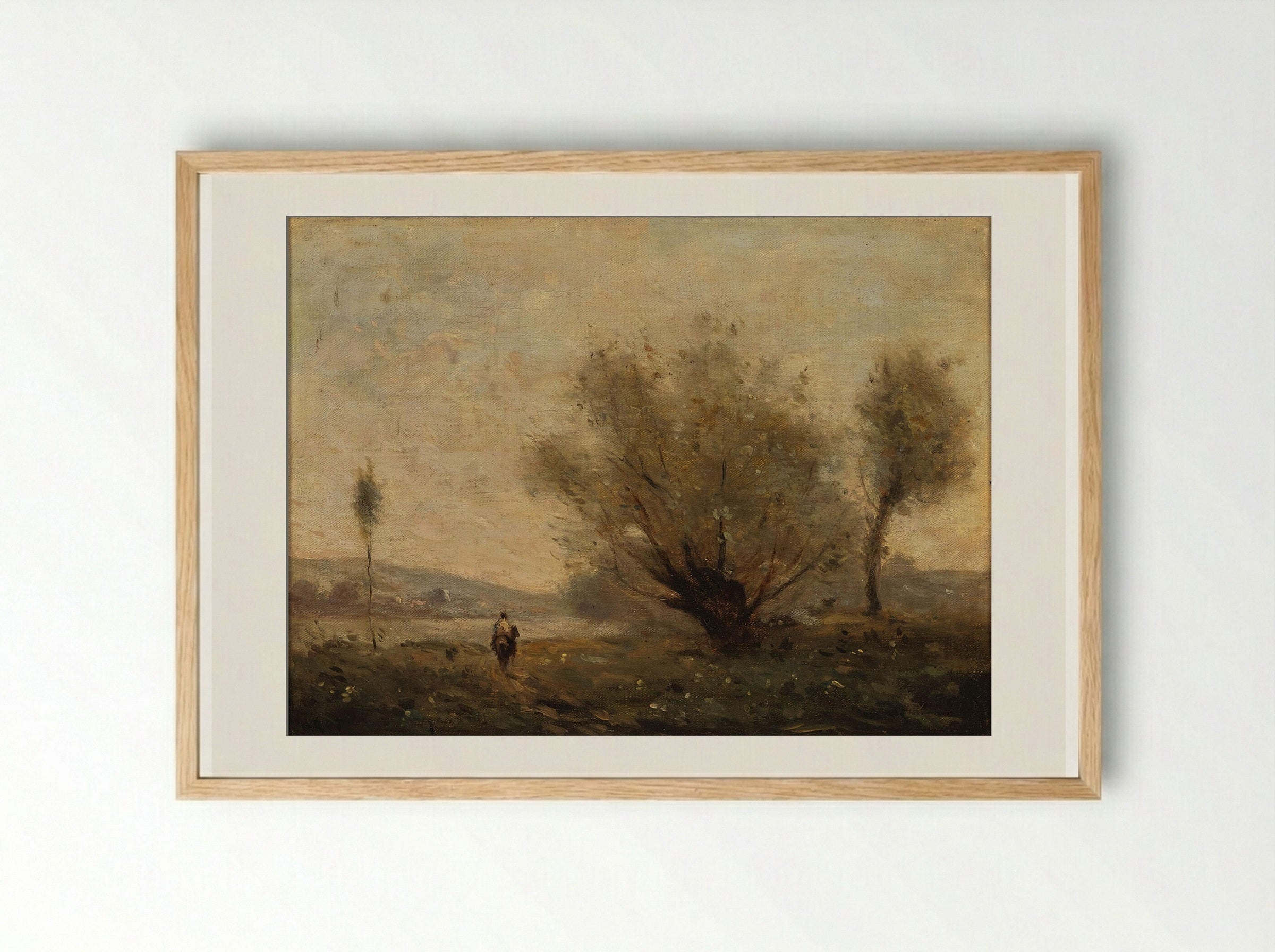 Untitled (Rider on a Path) - Jean-Baptiste-Camille Corot - Framed Print Wood