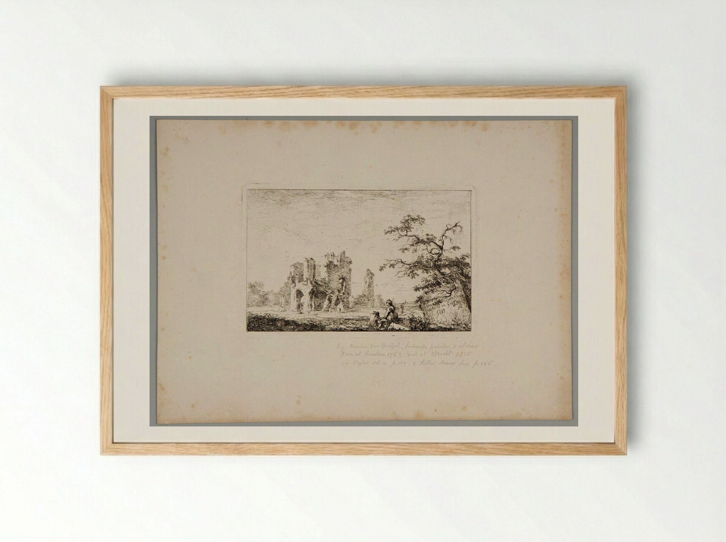 Untitled (Ruined Building with Figure) - Hermanus van Brussel - Framed Print Wood