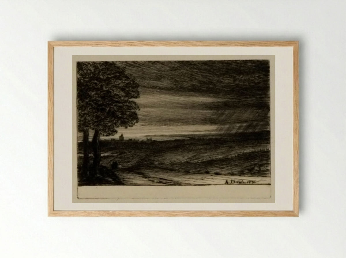 Untitled (Rural Scene, Etching) - Auguste Delâtre - Framed Print Wood