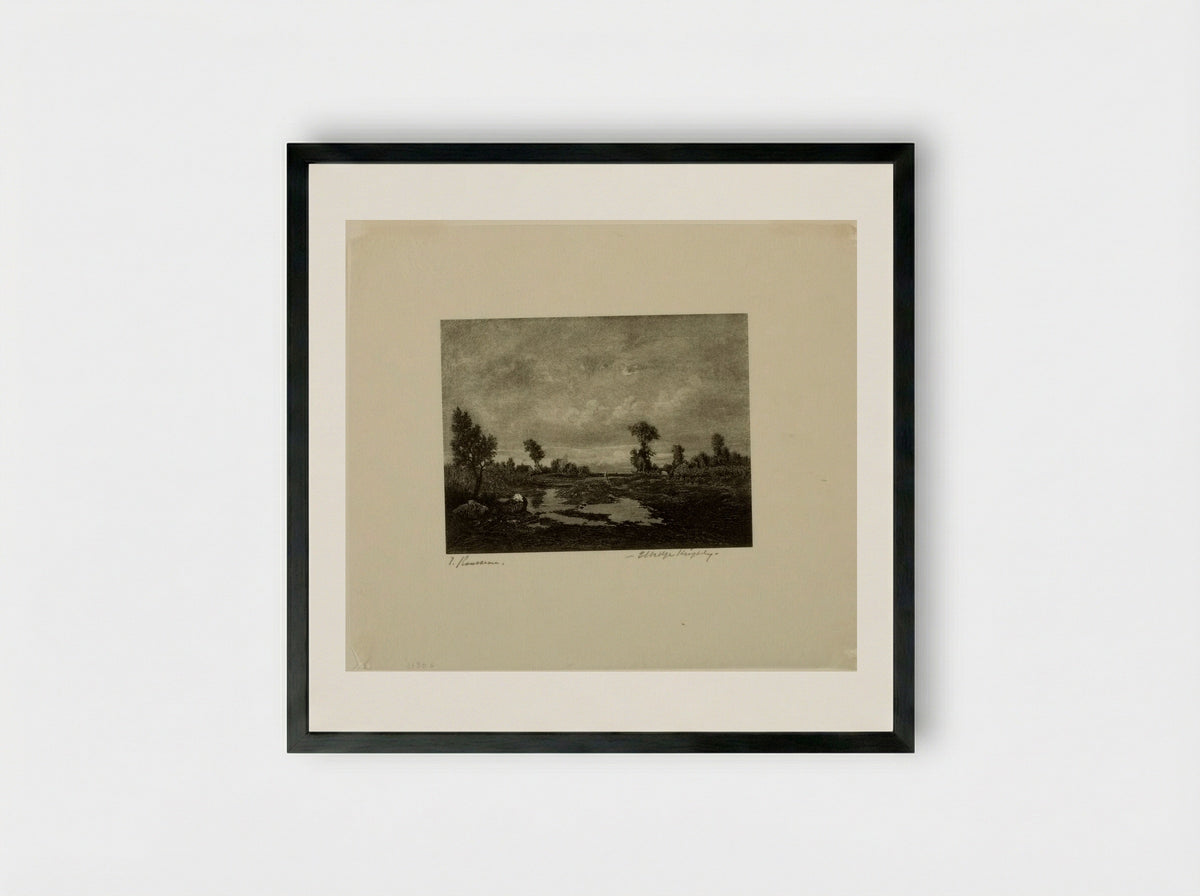 Untitled (Rural Scene after Théodore Rousseau) - Elbridge Kingsley - Framed Print Black