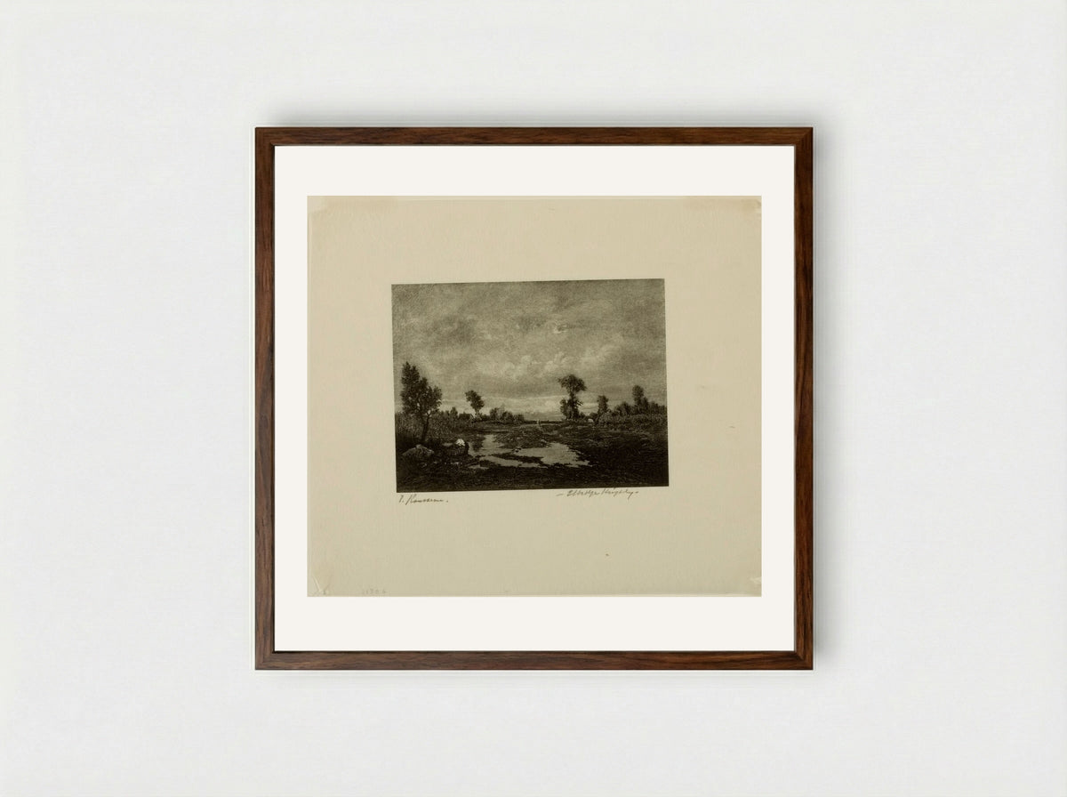 Untitled (Rural Scene after Théodore Rousseau) - Elbridge Kingsley - Framed Print Dark Wood