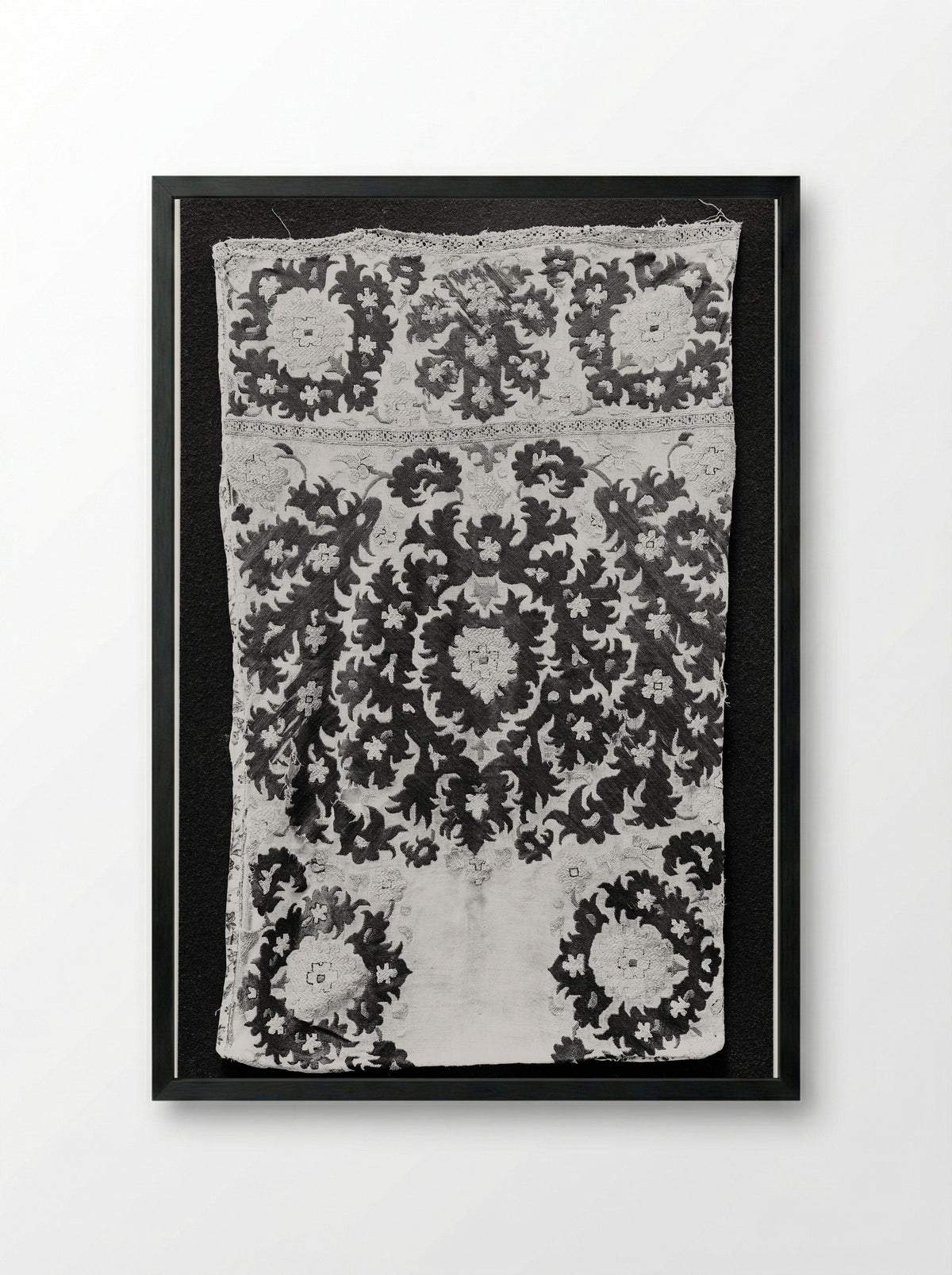 Untitled (Scarf End, Textile Design) - Fine Art Print - Framed Print Black