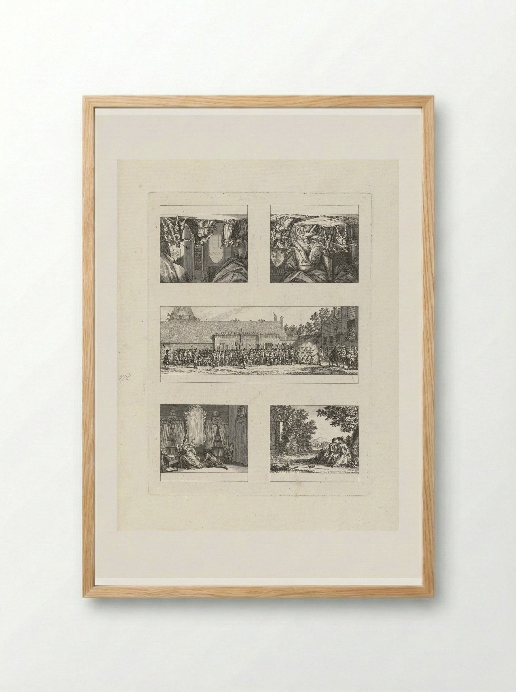 Untitled (Sheet with Five Scenes) - Cornelis Brouwer - Framed Print Wood