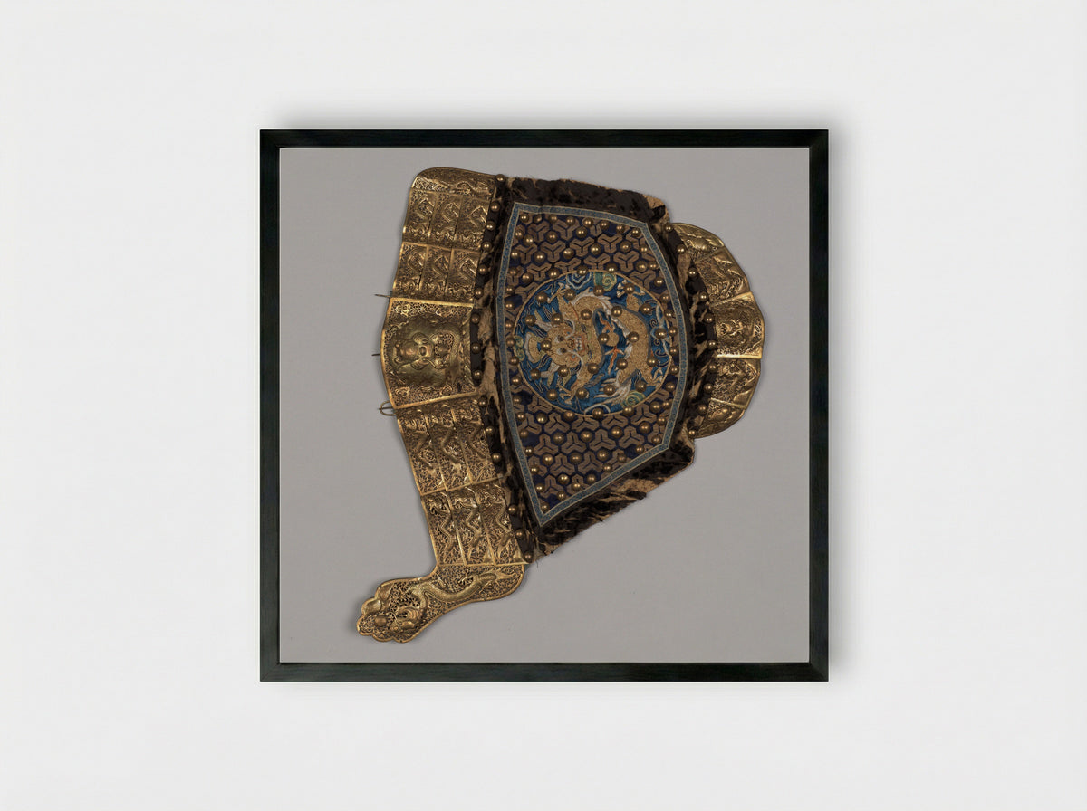 Untitled (Shoulder Guard Flap, Metalwork and Textile) - Unknown Artist - Framed Print Black