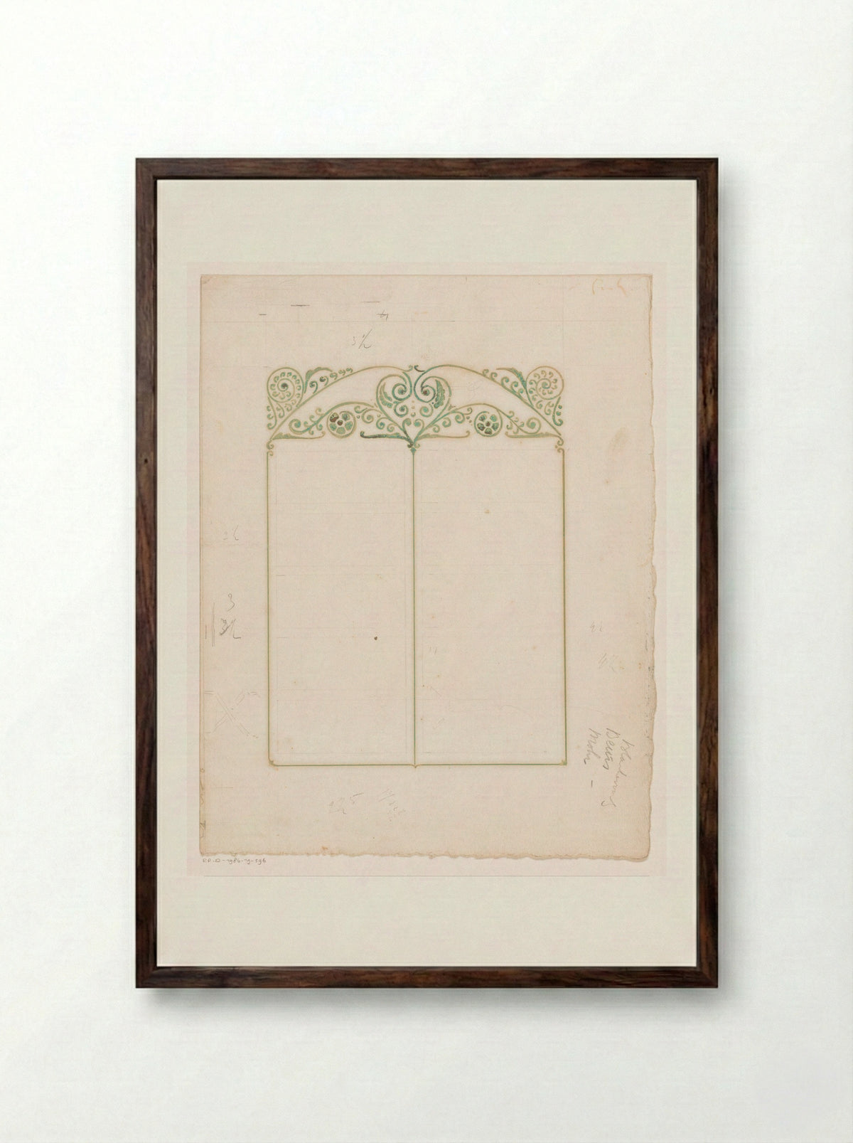 Untitled (Signature Sheet with Scrollwork Ornaments) - Reinier Willem Petrus de Vries - Framed Print Dark Wood