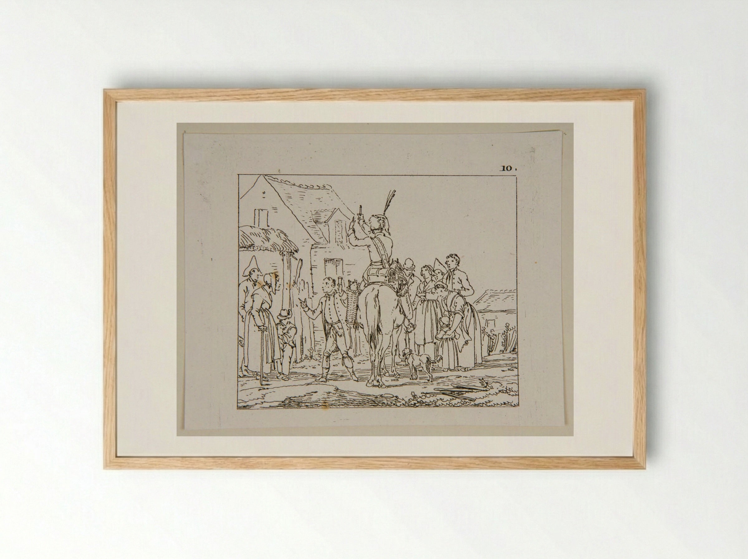 Untitled (Soldier on Horseback with Villagers) - Jacques-Francois-Joseph Swebach - Framed Print Wood