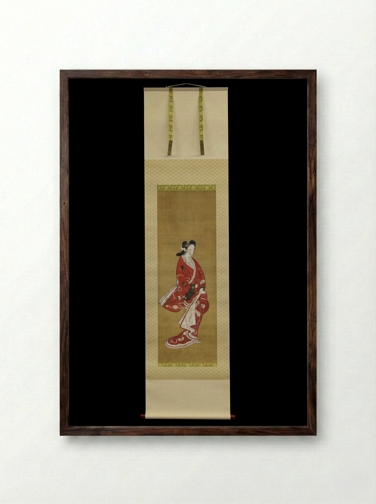 Untitled (Standing Beauty, Hanging Scroll) - Fine Art Print - Framed Print Dark Wood