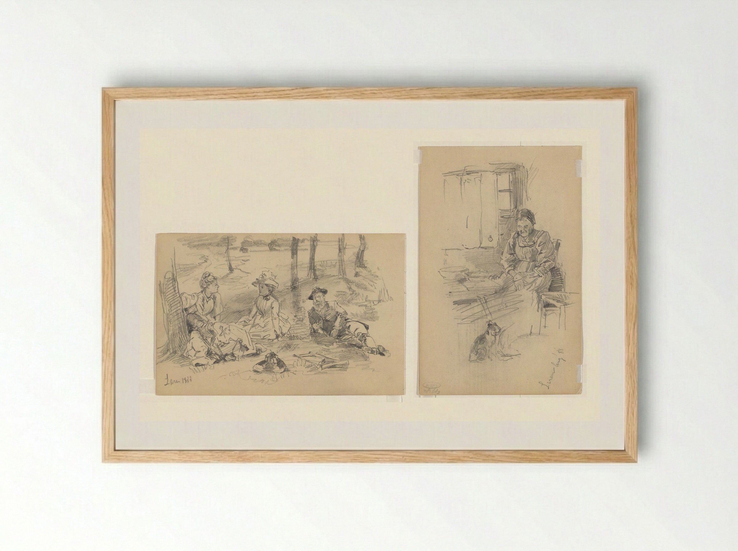 Untitled (Studies of Figures and Interior) - Jan Hoynck van Papendrecht - Framed Print Wood