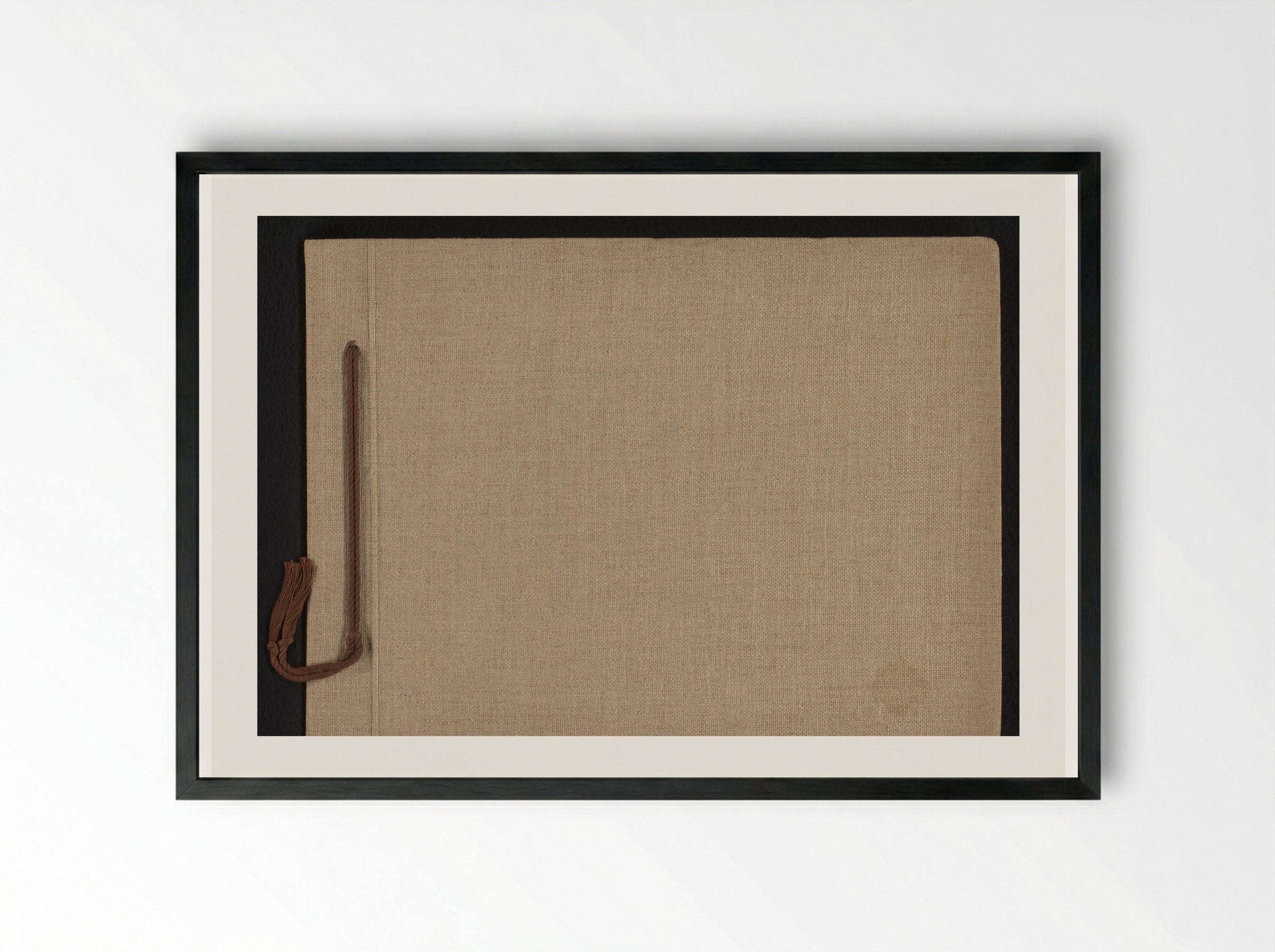 Untitled (Textile Album Cover, Linen and Cord) - Solis Prints - Framed Print Black
