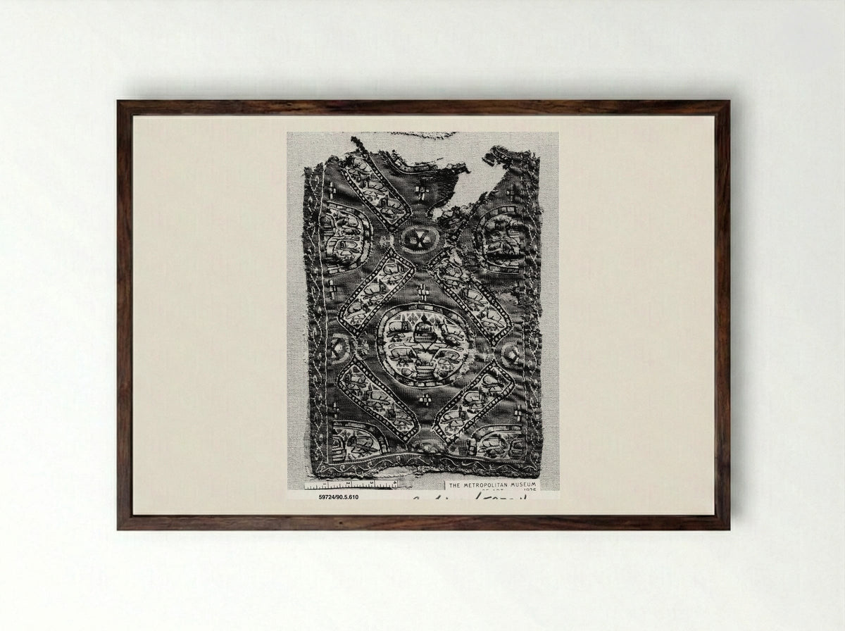Untitled (Textile Fragment, Coptic Period) - Fine Art Print - Framed Print Dark Wood