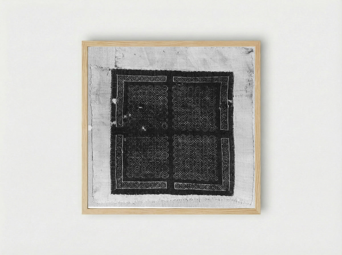 Untitled (Textile Fragment, Embroidery on Linen) - Fine Art Print - Framed Print Wood