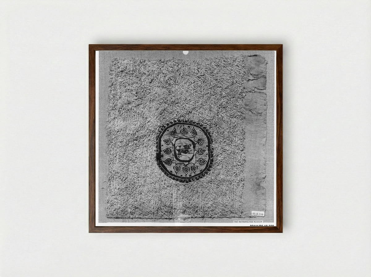 Untitled (Textile Fragment, Woven Silk) - Fine Art Print - Framed Print Dark Wood