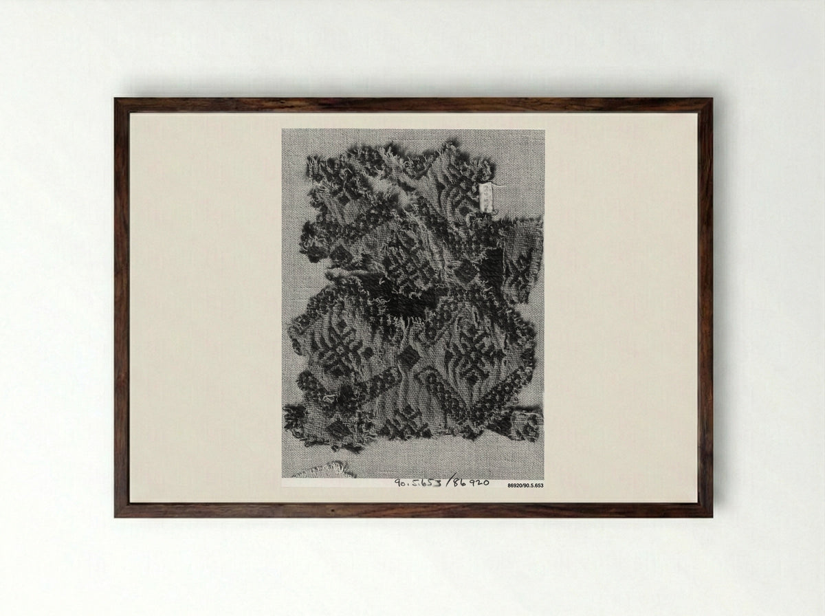 Untitled (Textile Fragment, Woven Silk) - Fine Art Print - Framed Print Dark Wood