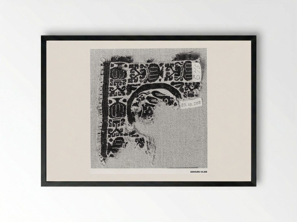 Untitled (Textile Fragment with Geometric Embroidery) - Fine Art Print - Framed Print Black