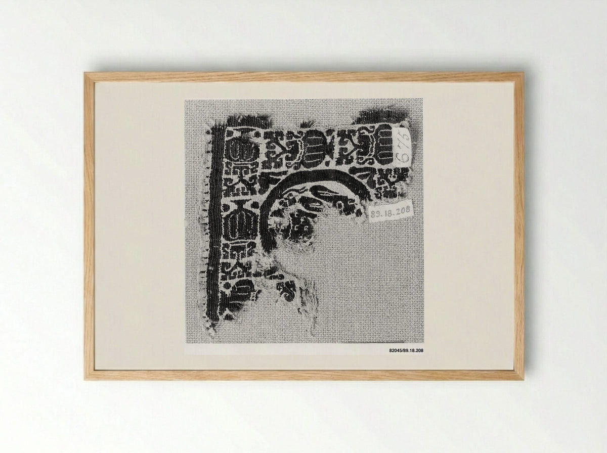 Untitled (Textile Fragment with Geometric Embroidery) - Fine Art Print - Framed Print Wood