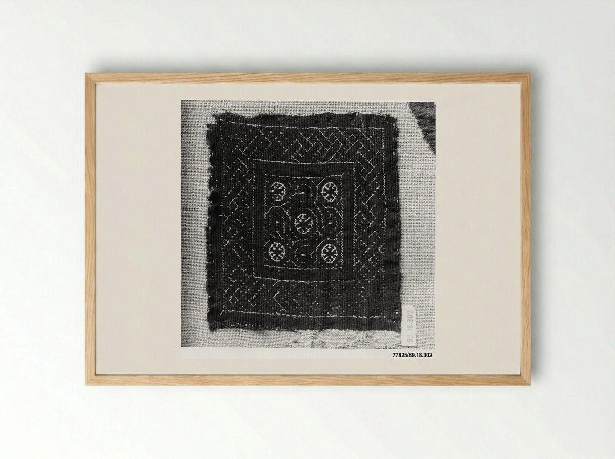 Untitled (Textile Fragment with Geometric Motifs) - Fine Art Print - Framed Print Wood