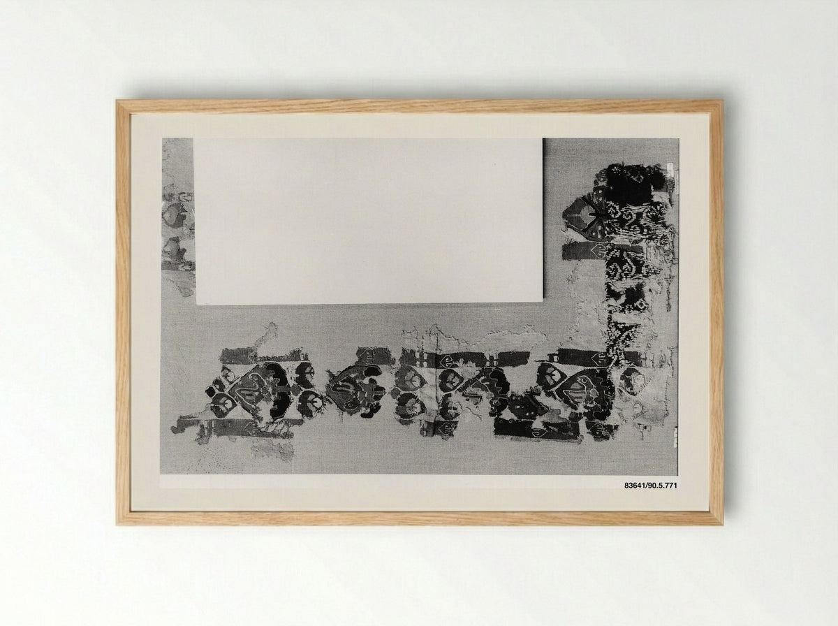 Untitled (Textile Fragment with Geometric Motifs) - Fine Art Print - Framed Print Wood