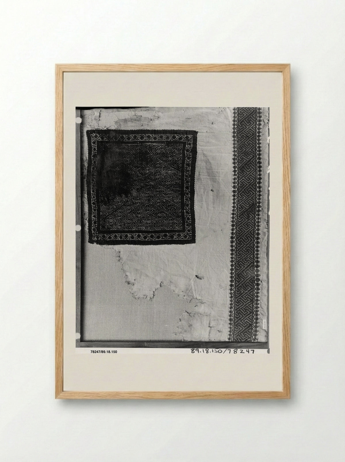 Untitled (Textile Fragment with Geometric Pattern) - Fine Art Print - Framed Print Wood