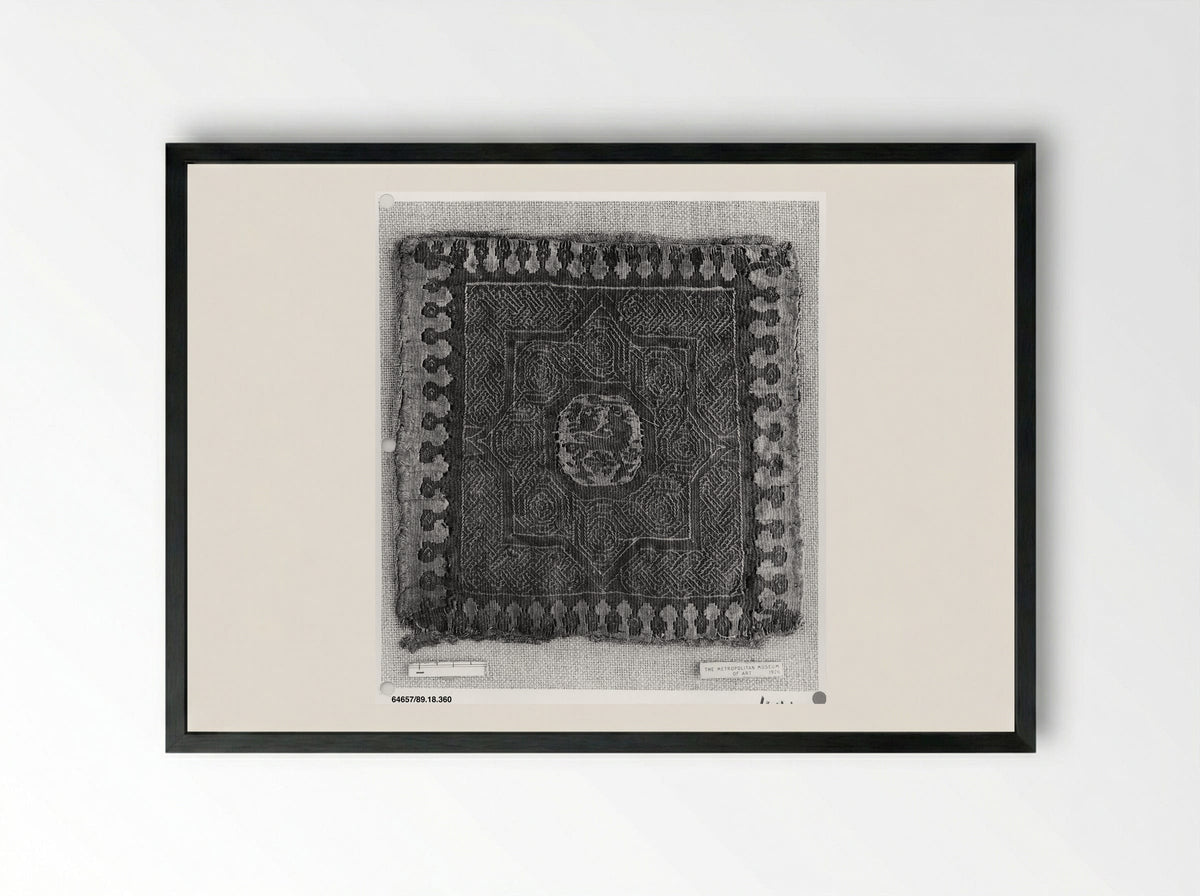 Untitled (Textile Fragment with Heart Motif) - Fine Art Print - Framed Print Black