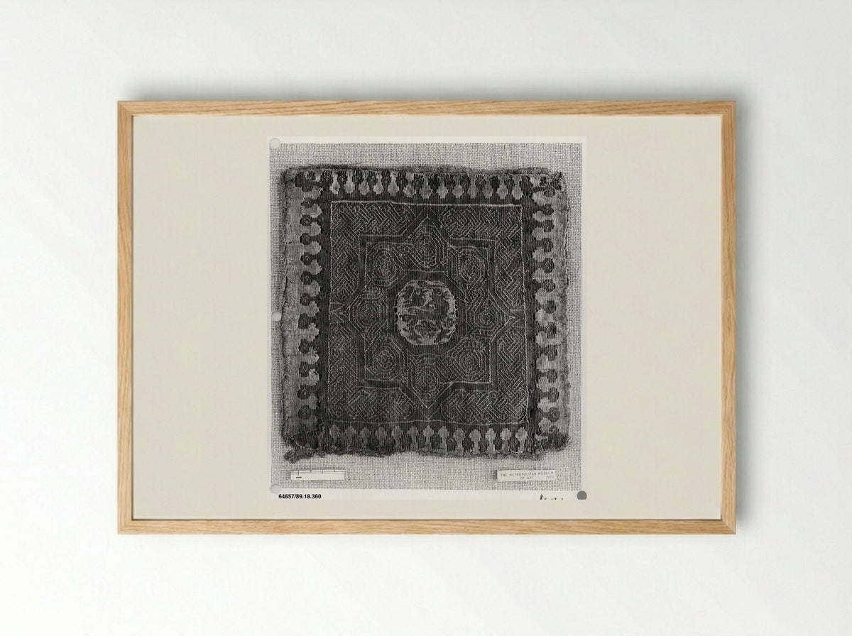 Untitled (Textile Fragment with Heart Motif) - Fine Art Print - Framed Print Wood