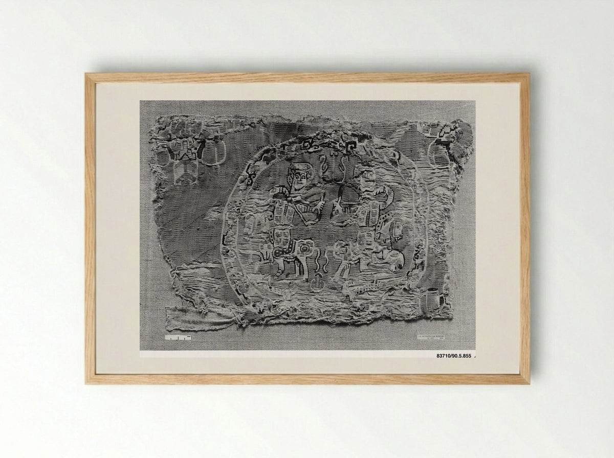 Untitled (Textile Fragment with Heart Motif) - Fine Art Print - Framed Print Wood
