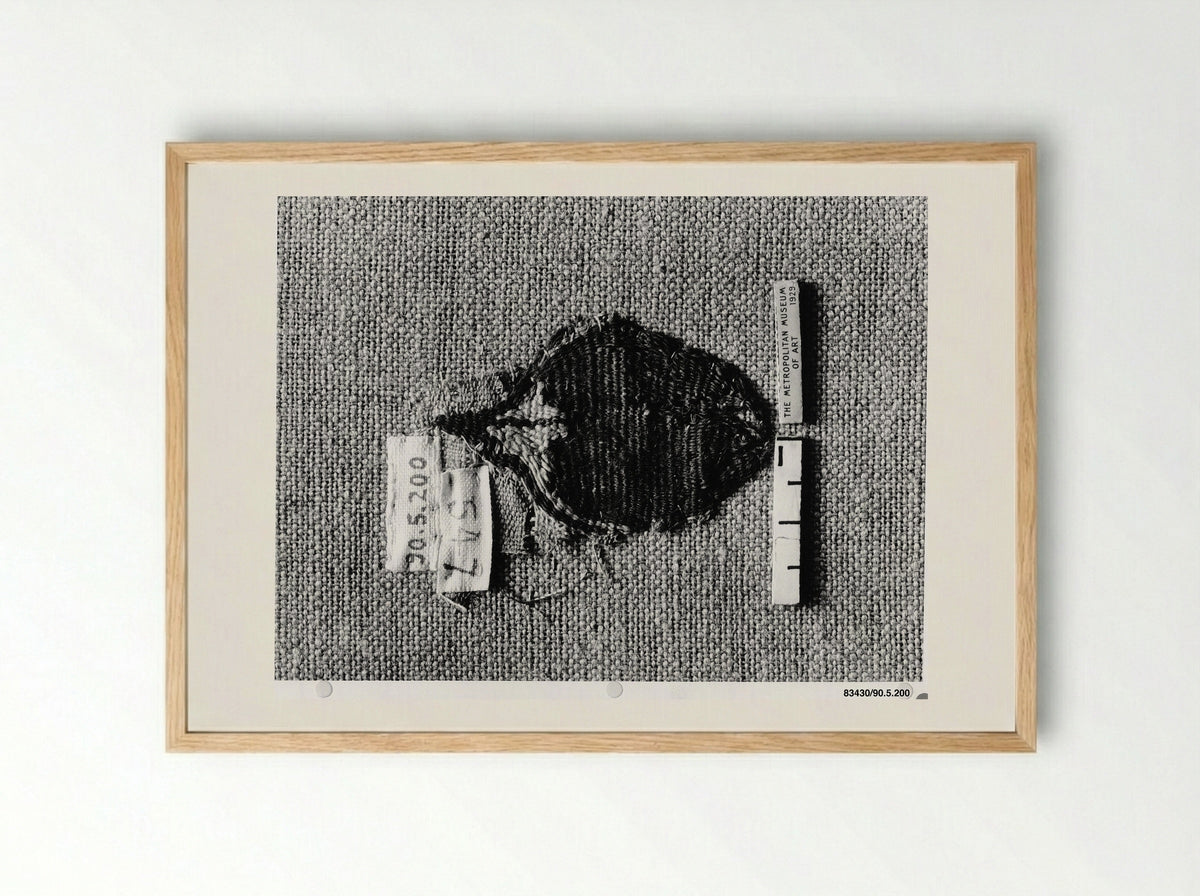 Untitled (Textile Fragment with Heart Motifs) - Fine Art Print - Framed Print Wood