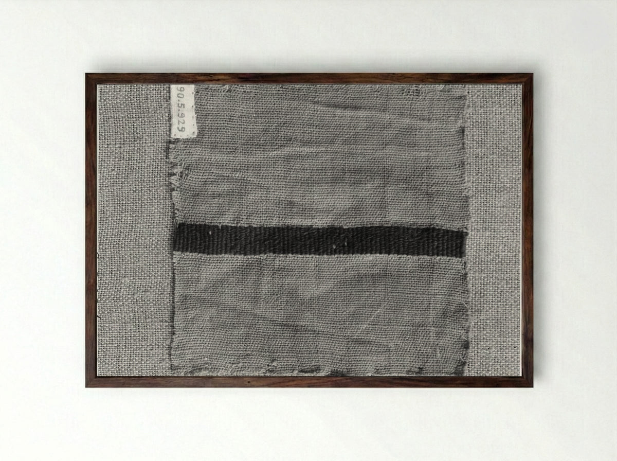 Untitled (Textile Fragment with Leaf Motifs) - Fine Art Print - Framed Print Dark Wood