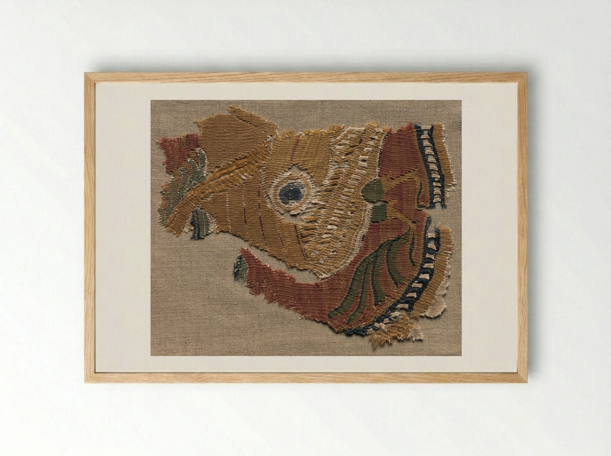 Untitled (Textile Fragment with Roundel) - Fine Art Print - Framed Print Wood