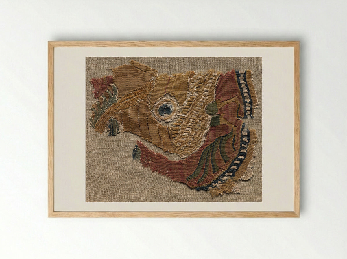 Untitled (Textile Fragment with Roundel) - Fine Art Print - Framed Print Wood
