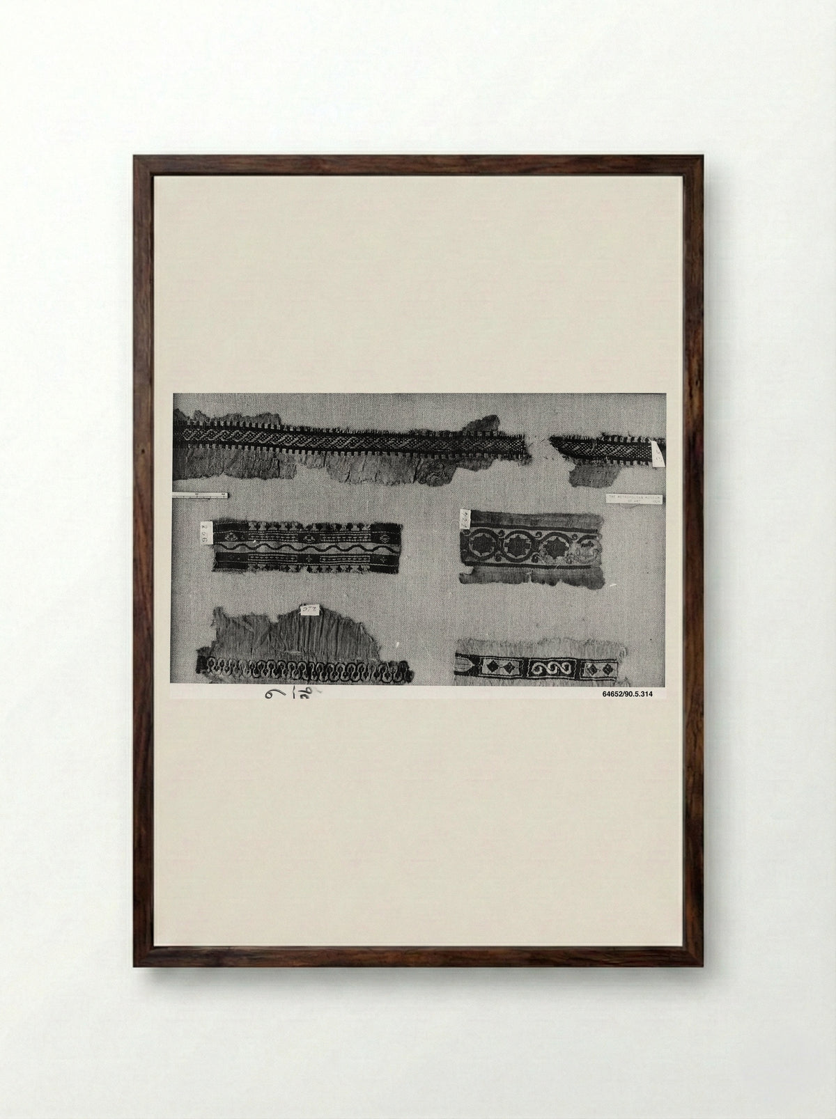 Untitled (Textile Fragments, Woven Silk) - Fine Art Print - Framed Print Dark Wood