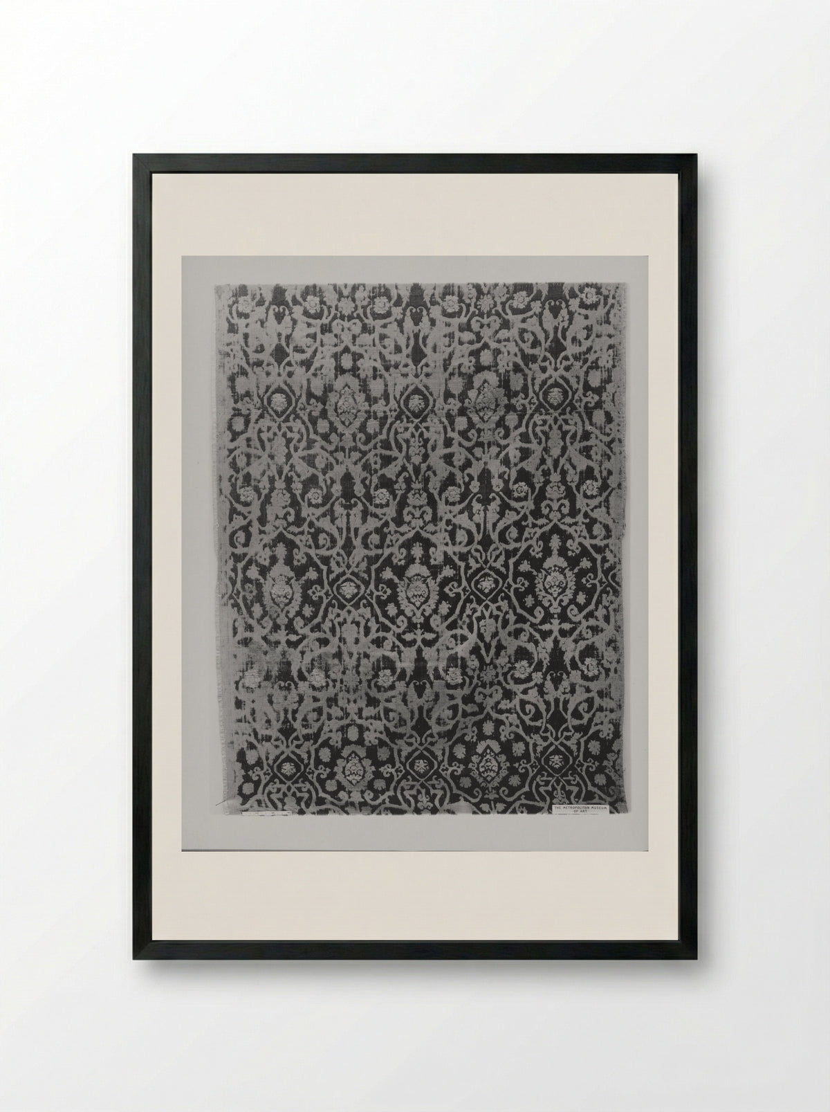 Untitled (Textile Panel with Ogee Pattern) - Fine Art Print - Framed Print Black