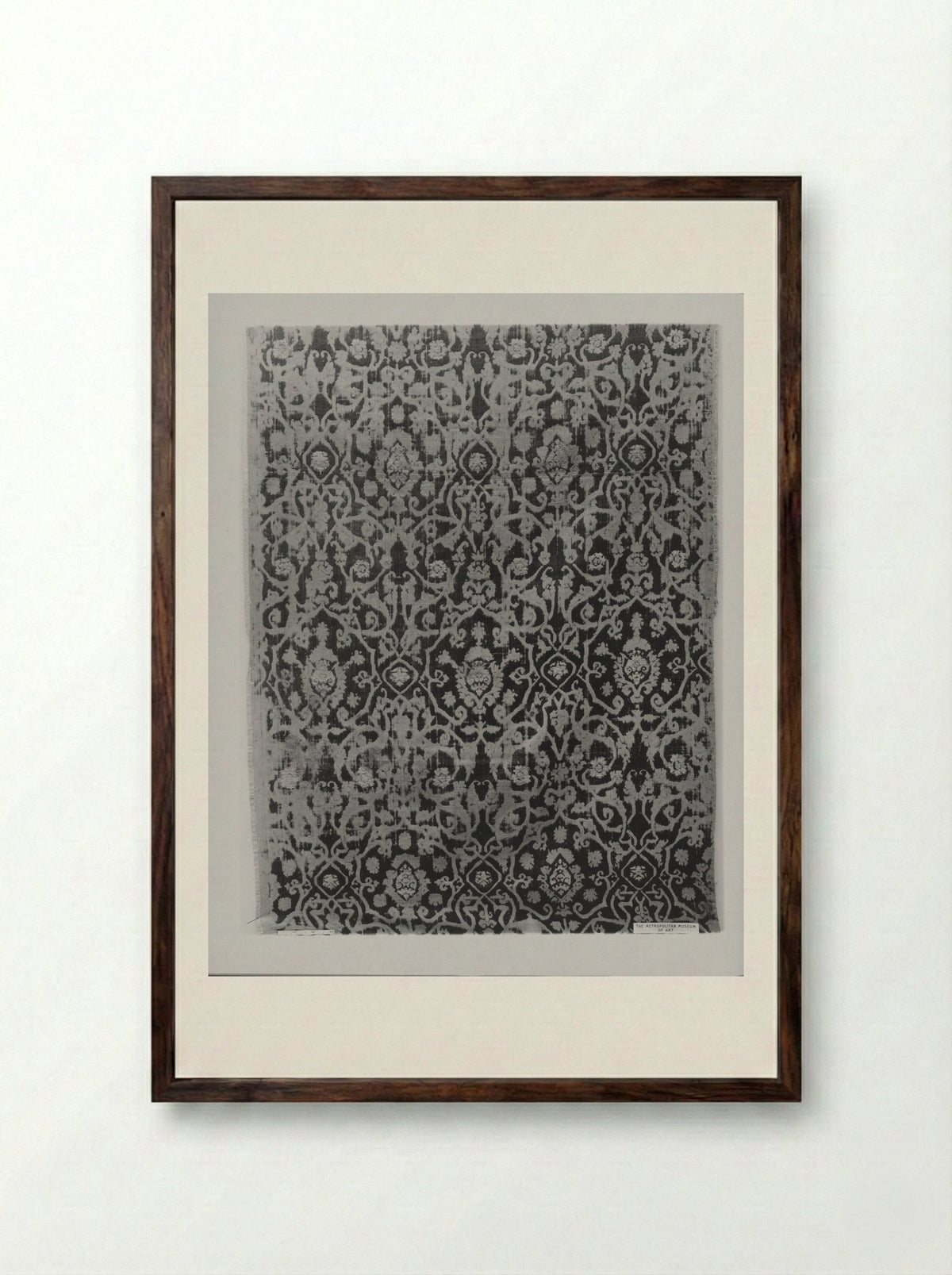 Untitled (Textile Panel with Ogee Pattern) - Fine Art Print - Framed Print Dark Wood
