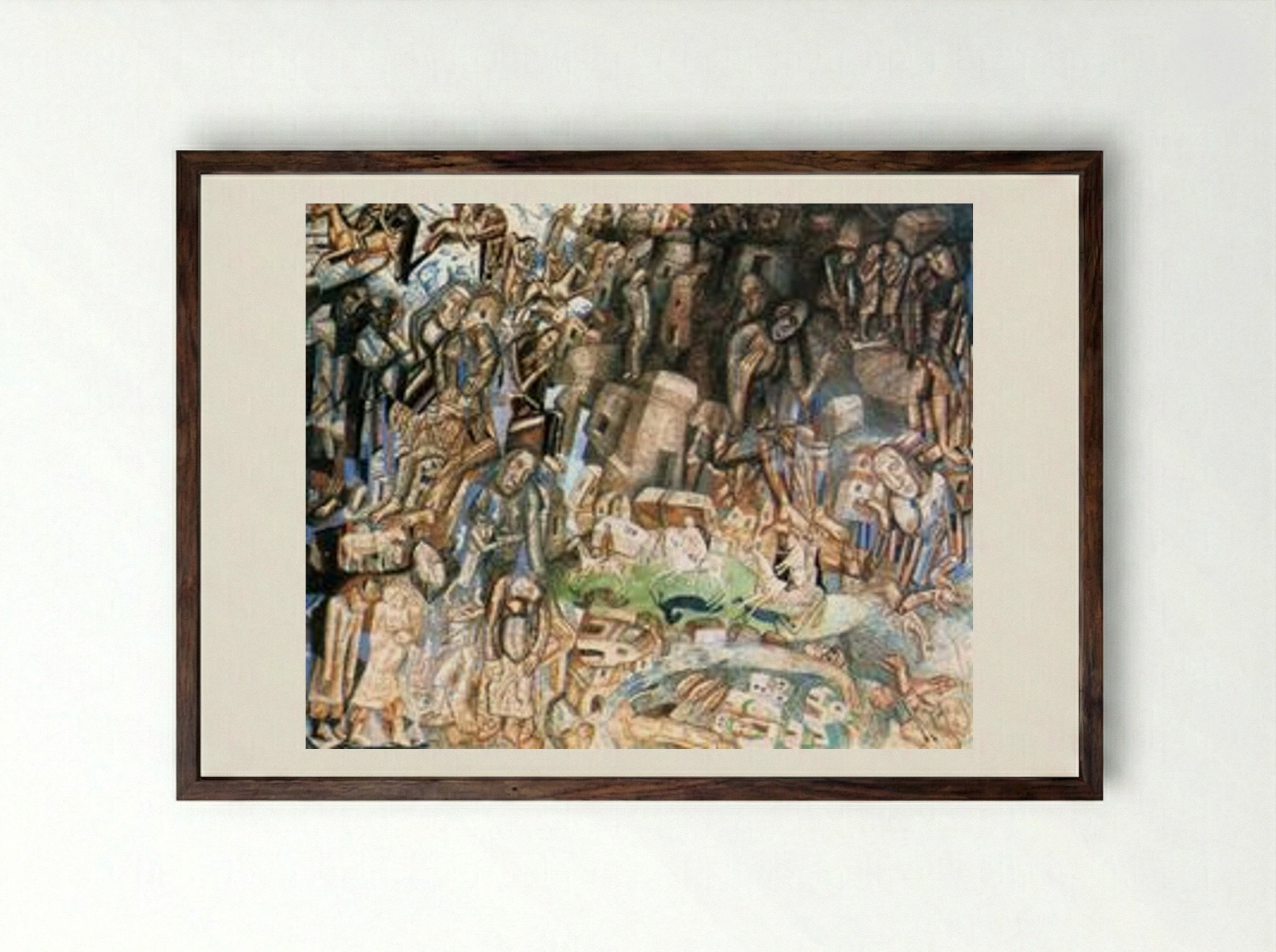 Untitled (The Riders) - Pavel Filonov - Framed Print Dark Wood