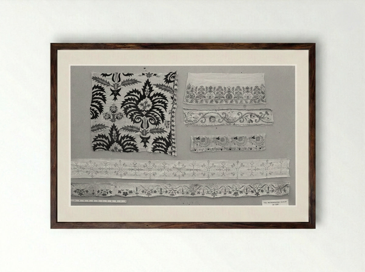 Untitled (Towel Ends, Textile Fragments) - Fine Art Print - Framed Print Dark Wood