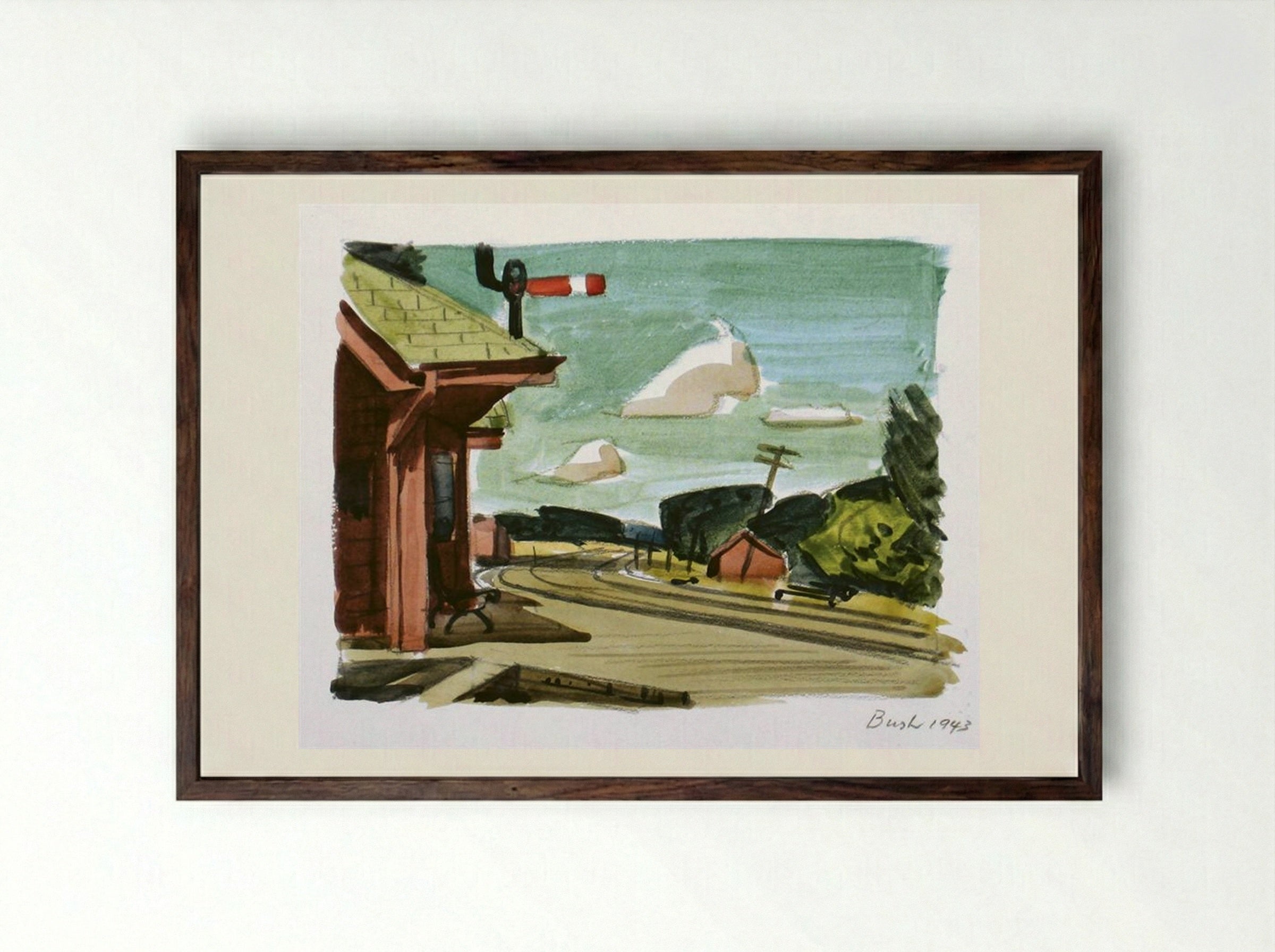 Untitled (Train Station) - Jack Bush - Framed Print Dark Wood