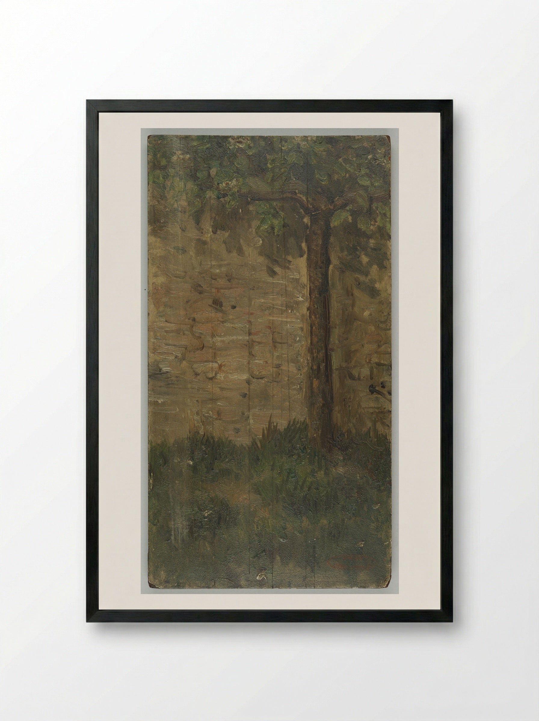 Untitled (Tree Against a Wall) - Jozef Israëls - Framed Print Black