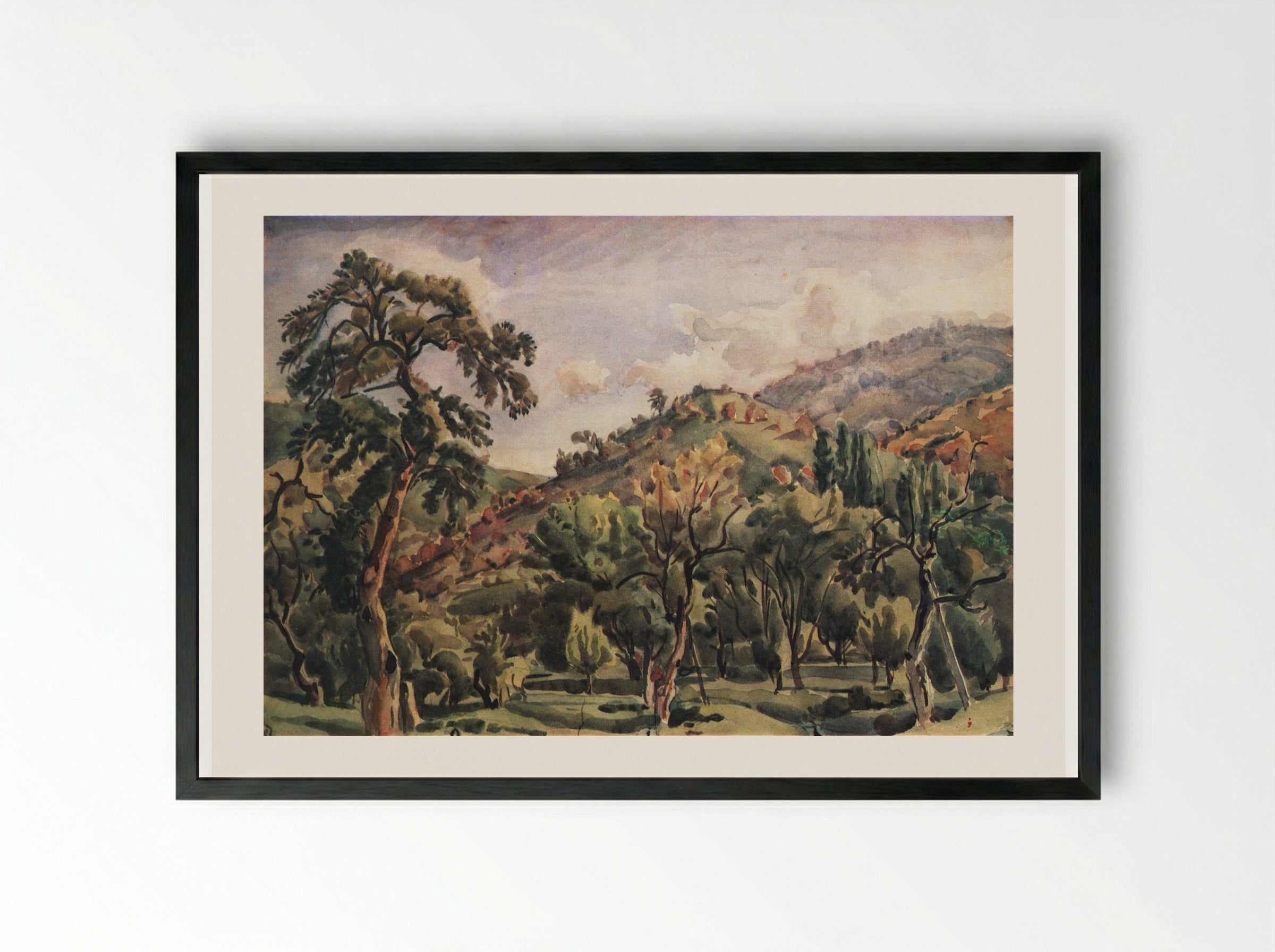 Untitled (Trees in a Hilly Region) - Konstantin Bogaevsky - Framed Print Black